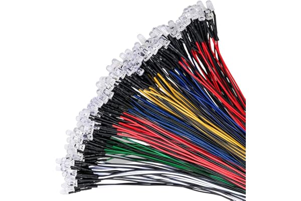YIXISI 100 Pièces 12V Diodes, LED Pre-Wired Round Top Ampoule Lampe, 5mm Diode Ampoule pour Bricolage Voiture Jouets de Bateaux Parties