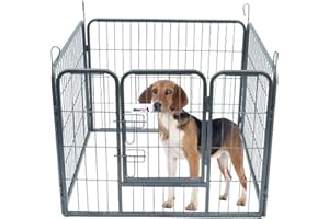 MaxxPet Parc pour Chien – Cage pour Chien Pliable - Enclos Lapin – Parc Chien Interieur - Banc pour Chiot – Clôture en Métal - 4 Panneaux - 79x61 cm