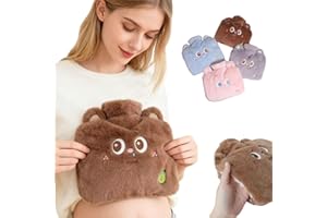 AIRCADIA 1.2L Wärmflasche mit weichem Bezug | Wärmehilfe bei Regelschmerzen & Verspannungen | Für Frauen, Erwachsene, Büro & Zuhause | Langanhaltende Wärme, Kuschelig weich (Braun)