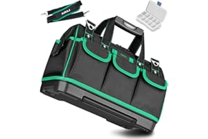 Airaj 14 inches multifunctional tool bag, wide top, portable storage bag, suitable for household, electrician, carpenter, tool storage bag for maintenance workers.