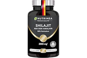 LABORATOIRES NUTRIMEA Shilajit - Original Himalaya Kapseln Hochdosiert - 2500mg + 50% Fulvosäure - 5:1 Extrakt - 100% Reines Harz - Gold Qualität - 90 Kapseln Pure & Vegan