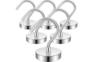 FINDMAG 6Pack Extra Starke Magnethaken Silber, 40lbs Neodym Magnet, Magnete Magnetische Haken mit, Starke Magneten für Kreuzfahrt und Haushalt, Magnet Mit Haken für Camping, Werkstatt, Spind