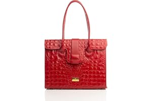 Zamponi Borsa a Mano Donna Elegante - Borsa Rossa Donna - Borsa a Spalla Donna Capiente - Borsa Pelle Donna Vera Pelle