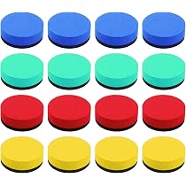 Cinvo Magnetische Whiteboard-Reiniger 16 Stück – Trocken Abwischbar, 4 Farben, Für Schule & Büro