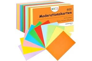 XREE 600 Piezas Tarjetas de Papel, 10,2 x 15,2 cm Tarjeta Cartulina Tarjeta Blanda 150 g/m² Flash Cards para Casa Escuela Oficina (10 Colores)