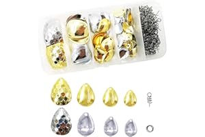 DRCHOER Lot de 100 cuillères de pêche de 4 Tailles - Lames rotatives Colorado - Kit de Lames pour leurres de Bar, doré Jaune, brochet, Fabrication de leurres de pêche, Accessoires Comprenant 50 goupilles à