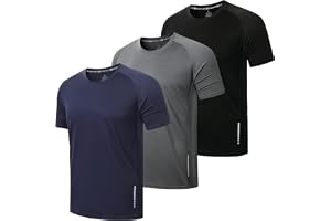 ZENGVEE 3/5 Pack Gym Shirts Men Dry Fit Short Sleeve Sport T-Shirts Breathable Moisture Wicking Athletic Running Tops Mens Wo