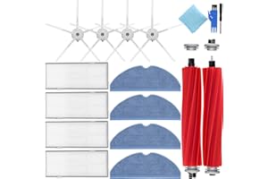 QAQGEAR Accessori per Xiaomi Roborock S7 S7+ S7 Max S7 Maxv S70 S75 T7 T7S T7 Plus T7S Plus Robot aspirapolvere, 2 spazzole Principali, 4 filtri, 4 spazzole Laterali, 4 Panni per mocio (14 Pezzi)