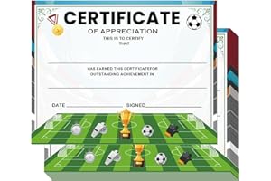 Pop Resin 25 Pack Soccer Award Certificates End of Season Soccer Team Awards 8.5 x 11 Inch - Soccer Ceremony Certificate of Appreciation for Coach Teacher and Kids (Soccer)