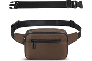 AIRCBC Sac Banana Femme Homme Sacoche Ville avec Ceinture Réglable Imperméable Sac à Taille avec 4 Poches pour Randonnée Cyclisme Balade Ville Festival Vacances Voyage Camping Outdoor Sport (Brun)