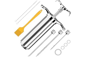 Fishoney Seringue Alimentaire, Seringue à Marinade, Seringue Cuisine, Seringue à Sauce en Acier Inoxydable 304, Seringue De à éPices, Injecteur Saumure, Kit à Marinade Professionnel…