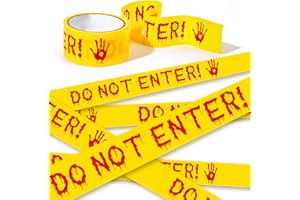 golshine Halloween Decorations Caution Tape,Hazard Warning tape,Yellow and Red Do Not Enter Barricade Safety Tape,Caution Tape Roll for Workplace Danger Areas Outdoor Haunted Houses Parties,25m*4.8cm