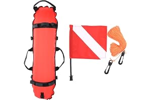 Dykningssignalbollflagga, Uppblåsbar Torpedo Spearfishing Boj med 20 M Pe Rep för Dykning, Freediving, Snorkling, Simning