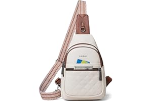 LATMAP 7L Sac de Poitrine Femme, Sac Poitrine Femme PU Cuir Sac de Poitrine Sling Bag Sac a dos Antivol Sacs Banane Ville Élégant Zip Crossbody Bag pour Voyage Sports