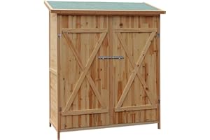 Wiltec Abri de Jardin XXL – 1380 x 655 x 1600 mm – en Bois – avec Toit en Bitume et 2 Portes – Cabane Remise pour Rangement Outils pour Jardin, Terrasse & Balcon