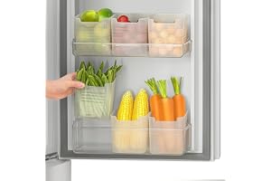 Tazweeq 6 Pcs Refrigerator Organizer Box, Refrigerator Side Door Storage Containers, Plastic Refrige Drawers for Fruit and Vegetable, Space-Saving Organizer Bins for Refrige
