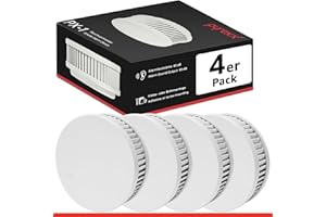 Pyrexx PX-1 Rauchwarnmelder - 4 Stück - 10 Jahre Batterie mit Magnet-Halterung ohne Bohren und LED-Blinken, Zertifiziert nach Q-Label, Weiß