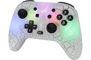 TOGETOP S-05 Mandos Switch, Mando Bluetooth de Pro Switch con 9 Colores de Luz, 3 Modos de Luz, Mando para Switch con Turbo, Vibración para Switch/Lite/OLED, Windows XP/10/7/8/8.1,Android/iOS, Blanco