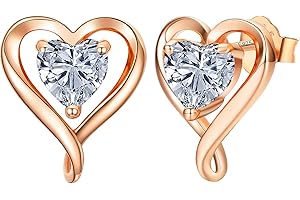 LAVUMO Pendientes Mujer Plata de ley 925 Oro rosa Pendientes Joyas de Mujer Regalos para Esposa, Mamá, Novia en Cumpleaños Navidad Aniversario día de San Valentín