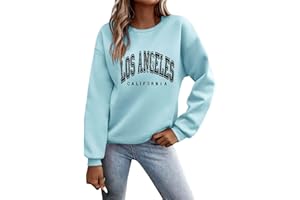Nuqqichongtian Pullover Women's Sweatshirt Letters Print Long Sleeve Crew Neck Jumper Autumn Winter Women Letter Print Loose Casual Top Sports Streetwear Tops