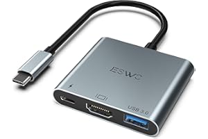 JESWO Adattatore USB C a HDMI, Hub USB C HDMI 3 en 1, Equipado con Puerto de Salida HDMI 4K, Puerto USB 3.0 y Puerto de Carga PD, Compatible con MacBook Pro/MacBook Air/Mini/iMac