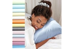 Jaciu Funda Almohada Seda 100% Seda, para el Cabello y la Piel, Silk Pillowcase Azul Claro 40x70cm 1 Pieza
