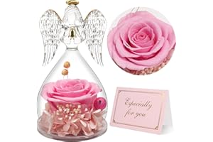 ‎YAMONIC Yamonic Eternal Rose Angel Gifts for Women, Angel Figure Gifts for Mum, Eternal Rose in Glass Gifts for Grandma, Guardian Angel Gift Christmas, Birthday Gift for Women, Mother's Day Gifts