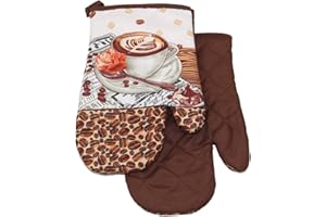 EUROMAT 2-częściowy zestaw rękawic do garnków z magnesem, rękawice do grillowania, rękawice do pieczenia, rękawice do piekarnika, rękawice do gotowania, rękawice kuchenne (białe brązowe cappuccino 0316FS03)