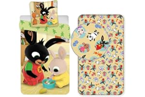 L.T.Preferita Bing Coniglio 3pezzi Set Letto Singolo COPRIPIUMINO 140x200 cm + Federa + Lenzuola c/Angoli 90x200cm Cotone Biancheria Bambini