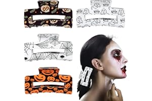 CUTITIUU 4 PCS Halloween Hair Clips for Women,Halloween PVC Gripper,Ghost Spider Clip,Shark Clip Hair Accessory,Cute Hallo ween Ghosts and Witch Patterns,Hair Claw Clip Festival Claws Unique (SG)