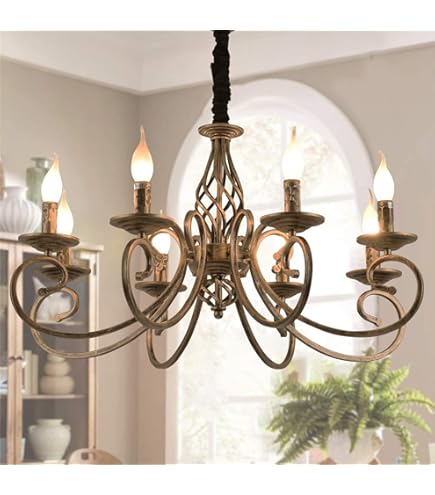 Lustre En Fer Forgé Multicolore 3 Lumières Avec Roses Et Feuilles