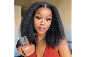 UNILO Perruque femme naturelle brésilien cheveux humain, 25 CM Glueless Wig Human Hair 4X4 Lace Wig Human Hair Yaki Straight Bob Perruque sans colle 180% de densité Lace Wig Human Hair Beckina Friendelli.