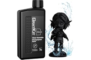 GratKit Resina lavabile in acqua, Resina UV 405nm, Alta Precisione e Basso Restringimento, Resina Fotopolimerica per Stampa 3D LCD DLP, 1000g, Nero