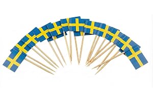 120 St Cocktailpinnar Flagga Sverige - Bambupinnar för Fester & Barer
