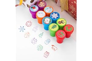 Kesote Stempelset Weihnachten, 10 Stück Stempel Selbstfärbend für Spiel Spaß Hobby, Bunt
