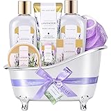 Spa Luxetique Pamper Gifts for Women, 8pcs Lavender Bath Set for Women Gifts, Spa Gifts Set with Bubble Bath, Body Lotion, Re