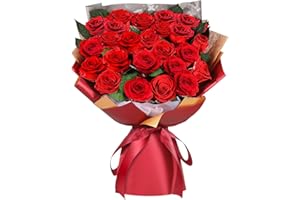 ADDWel Großer Infinity Rosenstrauß (24 Stück) - Echte Konservierte Rosen Box - Edle Tischdeko & Romantisches Geschenk für Sie zu Weihnachten, Hochzeitstag & Jahrestag