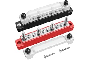 Gorffy 2 Stück Sammelschienen Verteilerblock 12V, 150A DC Sammelschiene mit Abdeckung, 6 x M4 & 4 x M6 Klemmenbolzen Busbar Distribution Block, Stromverteiler 12V für Auto, Boot