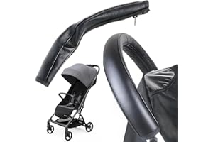 HPIANO Leder Kinderwagen Griff mit Reißverschluss Kinderwagen Armlehne PU Kinderwagen Griff Abdeckung,Kinderwagen Kinderwagen Armlehne Schutzhülle Staubdicht Lederbezug Schwarz