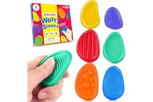 SMALL FISH Fidget Toys Sensory Stone for Kids: 6 Pack Textured Soft Worry Stone for Autism Kids - Fidget Stress Calming Toys for Students Anxiety Relief - Small Prizes Fidget Toys for ADHD Calssroom Prize