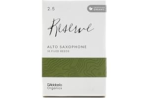 D'Addario Orgánico Reserve Alto Cañas para Saxofón - Cañas de Saxo - La Primera y única Caña Ecológica - 2.5 Fuerza, 10 Paquete