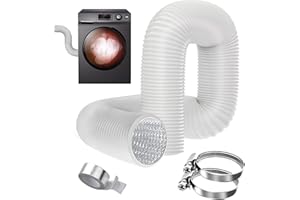 YSOOUA 100 mm Tubo Flexible de Salida de Aire 5 m Tubo Aire Flexible di Aluminio PVC Tubo de Manguera de Ventilación con Abrazaderas para Extractor de Aire, Climatización, Secadora((100mm x 5m)