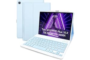 HOFSOS Tastiera con Custodia per Lenovo Tab M10 FHD Plus10.3 Pollici TB-X606F/TB-X606X,Layout Italiano,Custodia per Tastiera Supporto per Pencil & Rimovibile Magnetica Wireless Bluetooth Tastiera-Cielo Blu