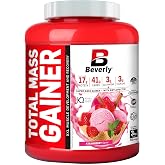 Beverly Total Mass Protein with Carbohydrates, Glutamine &amp; Taurine - 3kg - 50 Services - Fat Free Muscle &amp; Weight Gain - Deli