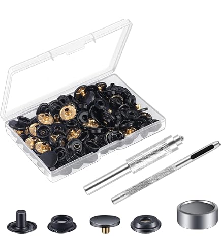 12 Set Bottoni Automatici a Pressione Metallo Kit a Scatto in Pelle per Impieghi Gravosi Snap da 15 mm Cinghie a Scatto 4 Strumenti di Installazione Rivetti e Bottoni Automatici in Pelle