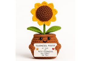PATATE POSITIVE Tournesol Positif© | Cadeau Original & Bonne Humeur | Idee Surprise Handmade | Anniversaire Maman | Fete Mere | Maitresse Collègue Amie Fille Femme Tante Madame Professeur | Crochet Déco Maison Bureau