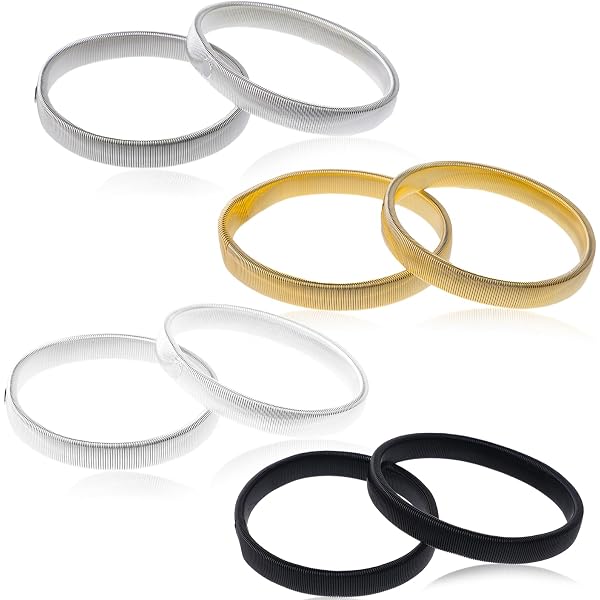 Lot De 8 Supports De Manches Pour Chemise - Bracelets élastiques Métalliques Réglables, Argenté | Anti-glisse