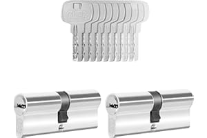 GERCAR 2x Schließzylinder gleichschließend 2 Profilzylinder 30/30 inkl. 10 Schlüssel - 60 mm - Doppelzylinder Türschloss Zylinderschloss gleichschliessendes 2er Set - Länge: 60mm, A:30 B:30