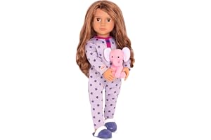 Our Generation Leksaksfigur, Flerfärgad, En Storlek | Vågigt brunt hår, bruna ögon som öppnas och stängs, pyjamas, underkläde