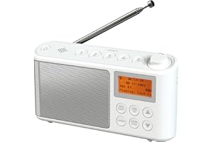 I-BOX Radio Dab/Dab+ & FM, Alimentation Secteur et Batterie, Poste Radio Numérique Dab Portable avec Chargement USB pour 15 Heures de Lecture (Blanc)